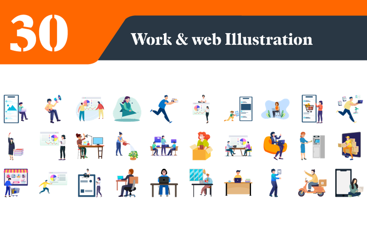 Work and Web Illustrations Bundle, a Finance Illustration by EllaMaiyaali (Photo 3 of 3)