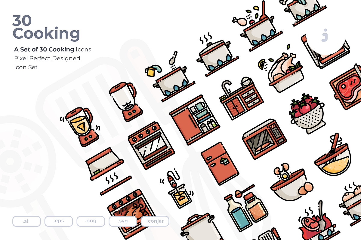 30 Cooking Icon set, an Outline Icon by Just Icon (Photo 1 of 3)