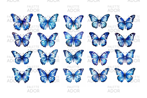 Watercolor Blue Butterflies