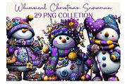 Whimsical Christmas Snowman Clipart, an Illustration by DreamCafeArt (Thumbnail 1 of 6)