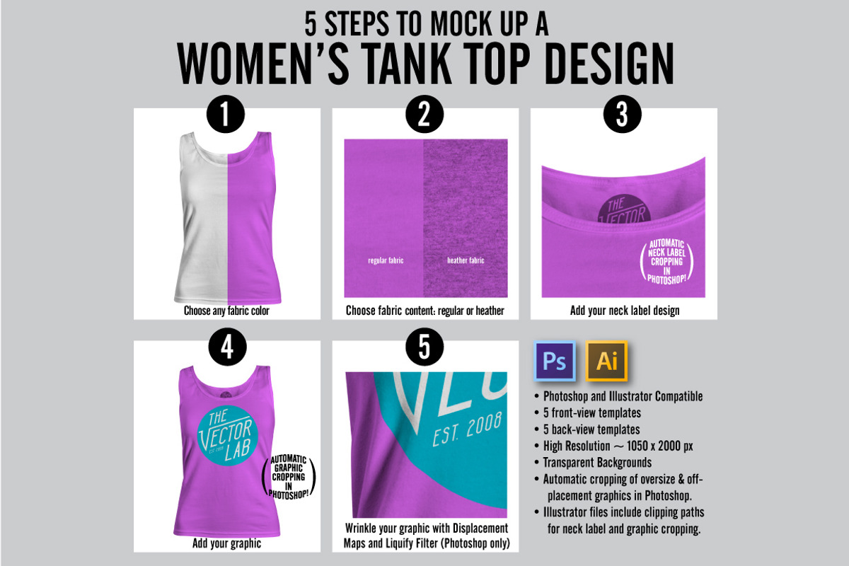 Women's Tank Top Mockup Templates, a Shirt Mockup by TheVectorLab (Photo 2 of 4)