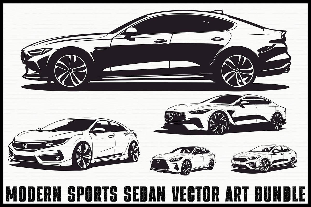 Modern Sports Car Silhouette Bundle, an Illustration by hafijul (Photo 1 of 7)