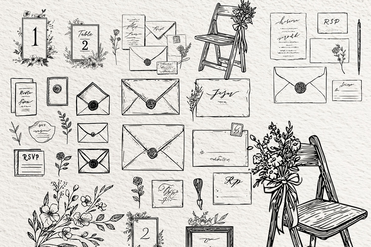 Wedding Clipart Icons Line Art black, a Person Illustration by artinspirestudio (Photo 5 of 9)