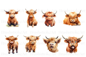 Watercolor Cow Clipart, Cow Cub PNG