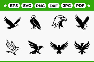 Eagle & Hawk Silhouette Pack, an Object Graphic by Artonix