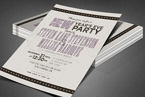 Retro New Year Party Invite Card