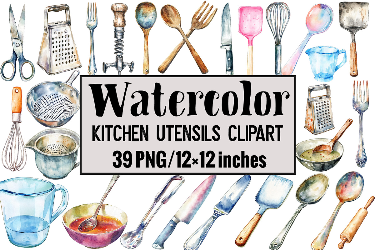 Kitchen Utensils Clipart, an Illustration by Design Market (Photo 1 of 3)