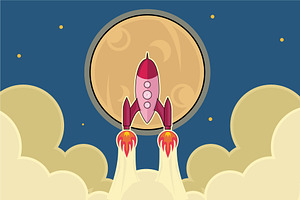 rocket launch into space moon vector, a Technology Illustration by zyxroun shop