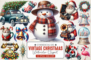 Retro Vintage Christmas Clipart Pack, an Illustration by RobertsArt (Thumbnail 1 of 7)