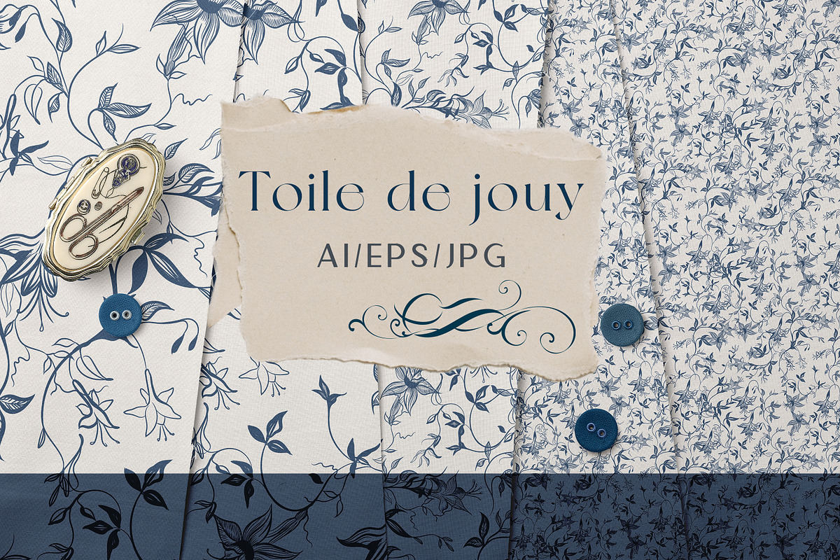 Toile de jouy vector  pattern, a Pattern Graphic by FleurArt (Photo 1 of 6)