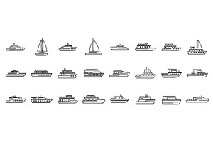 Luxury trip boat icons set, a Transportation Illustration by Ylivdesign