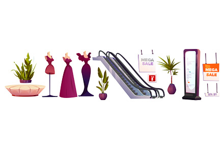 Mall hall elements set, an Object Illustration by art PVP - market