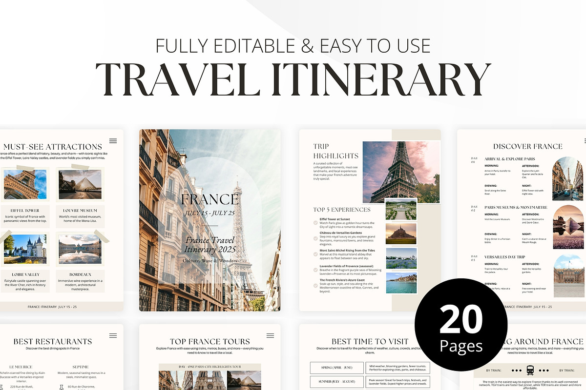France Travel Itinerary Template, a Magazine Template by Pulsecolor (Photo 1 of 10)