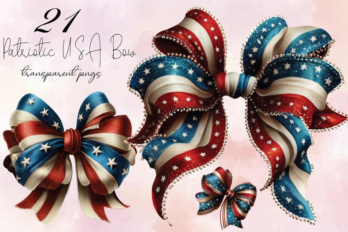 Patriotic USA Bow Clipart, an Illustration by SVGArt (Photo 1 of 9)
