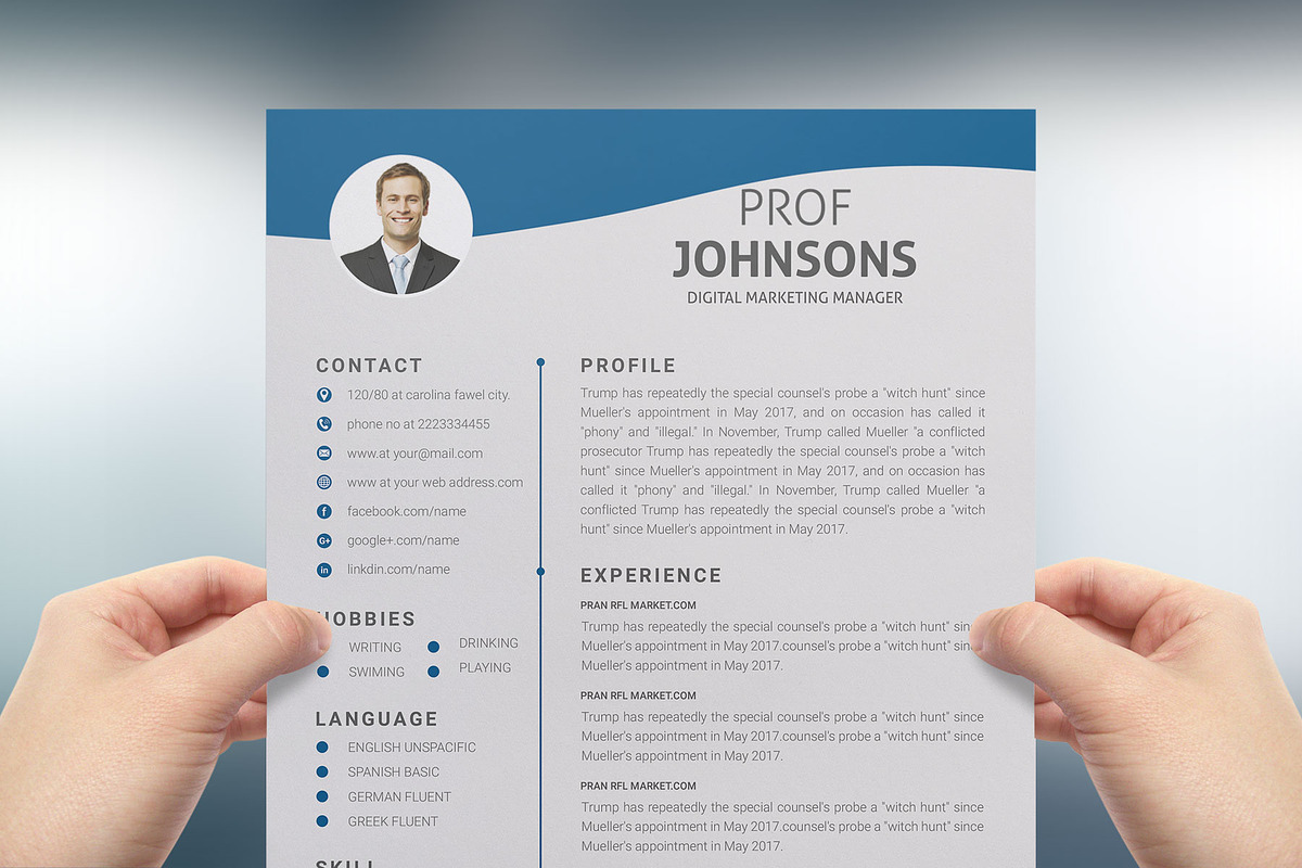 Resume Template and Cover Letter, a Resume Template by designvillage (Photo 2 of 13)