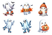 Chibi Ghost, Cute ghost Clipart, an Illustration by CreationArt (Thumbnail 2 of 5)
