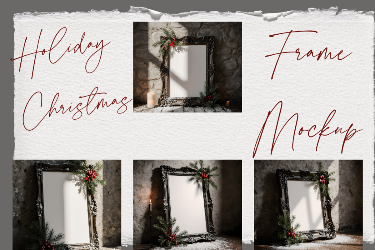 Holiday Christmas Frame Mockup, a Mockup by StormDigitalArt (Photo 1 of 2)