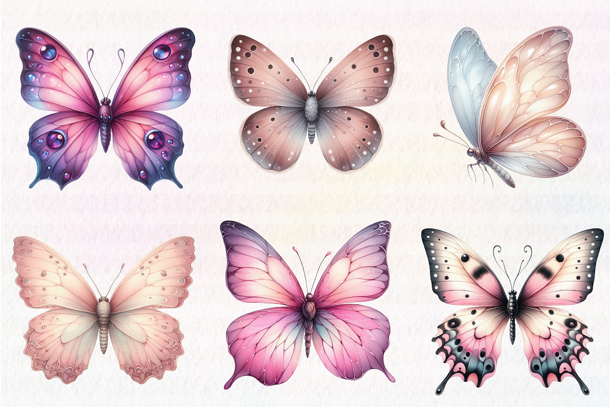 Pink Butterfly Clipart, an Illustration by CreationArt (Photo 2 of 5)