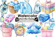 Watercolor Pastel Blue Cleaning, an Illustration by Black Bird Studio (Thumbnail 1 of 6)