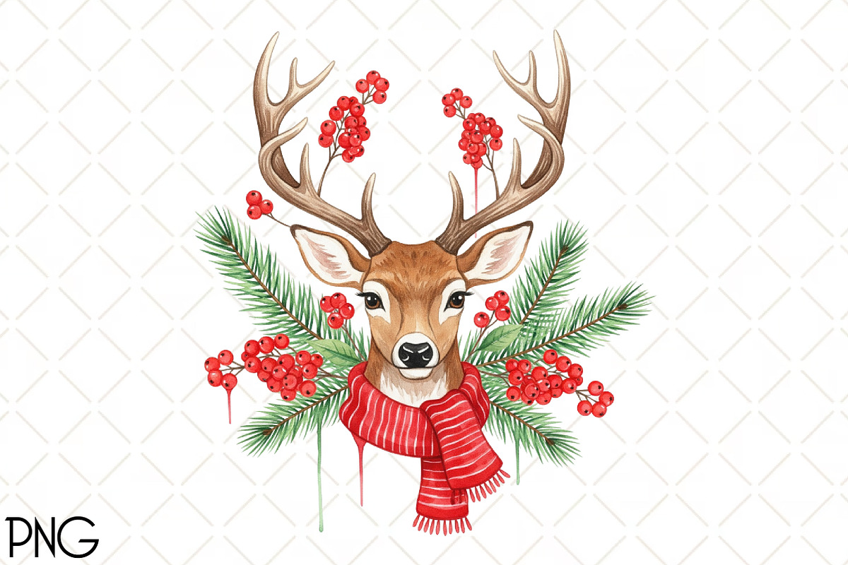 Christmas Deer Clipart, an Illustration by Black Bird Studio (Photo 1 of 4)