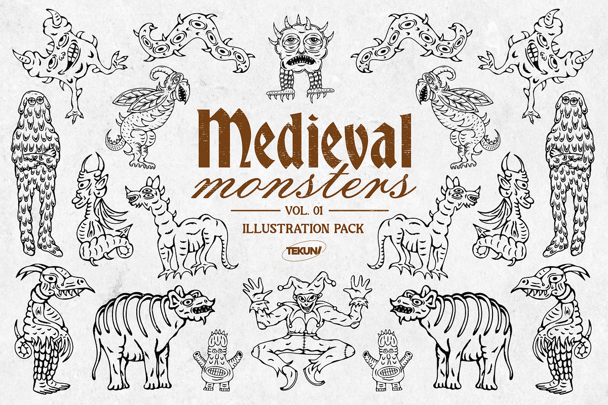 Medieval Monsters Vol 1, a Decorative Illustration by Tekuni (Photo 1 of 14)