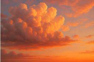 Vibrant Orange Clouds in Fiery, an Illustration by AlexArt