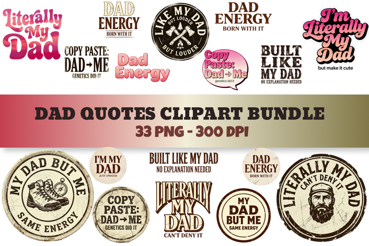Father's Day Sublimations Set, a Decorative Illustration by InkyQueenArt (Photo 1 of 6)