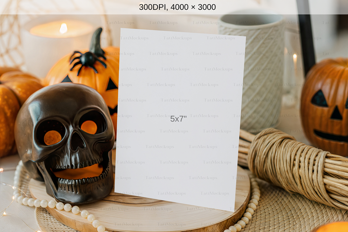 Halloween Invite Mockup, an Advertising Mockup by TatiMockup (Photo 2 of 4)