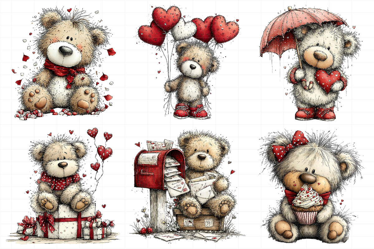 Valentine Teddy Bear Clipart, an Illustration by Daily.Designs (Photo 7 of 8)