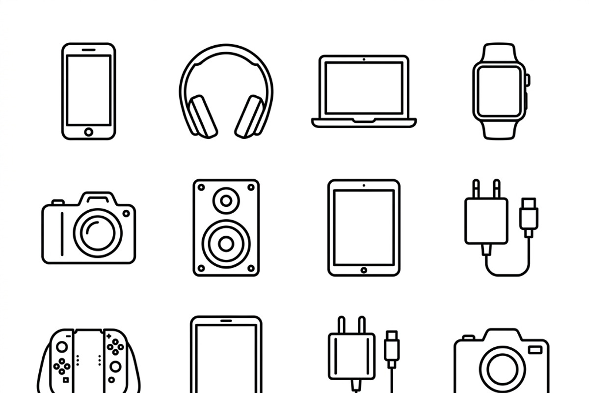 43 Everyday Electronics Icon Set, an Outline Icon by adenpinkstore (Photo 2 of 5)