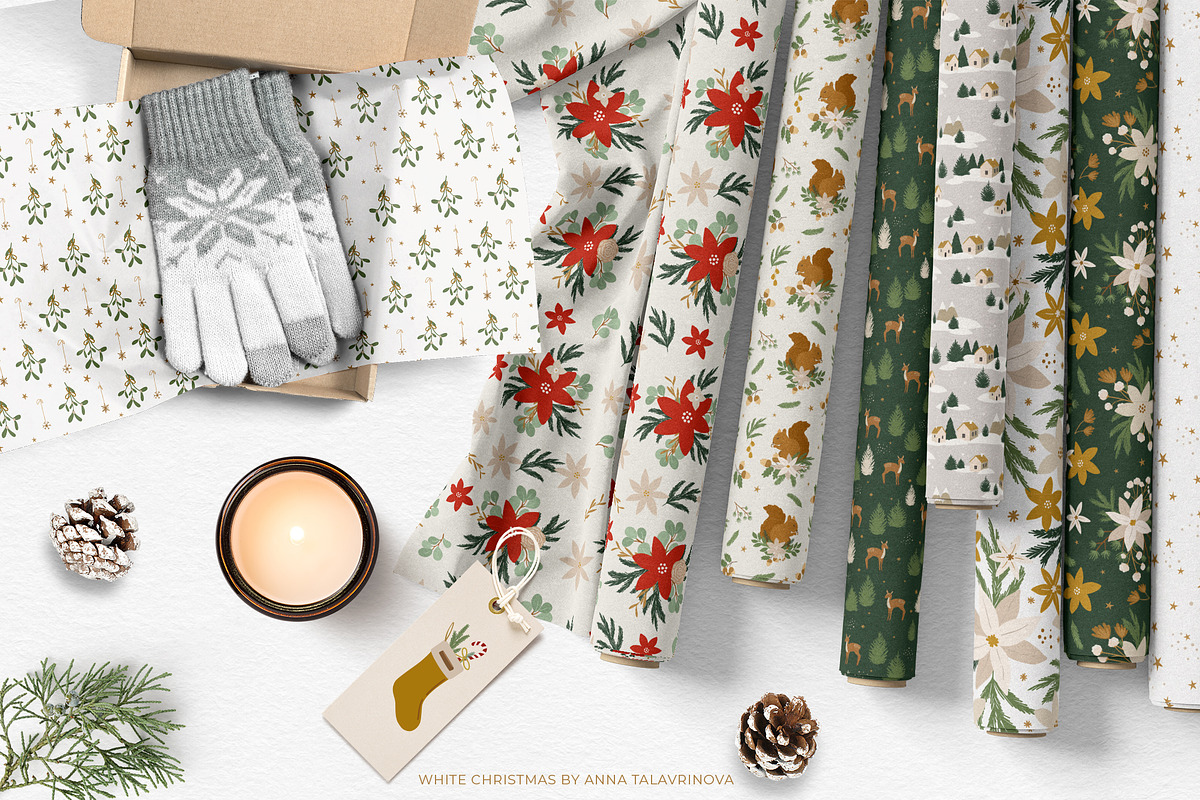 White Beige Boho Christmas, a Decorative Illustration by Cozy pattern shop (Photo 10 of 12)