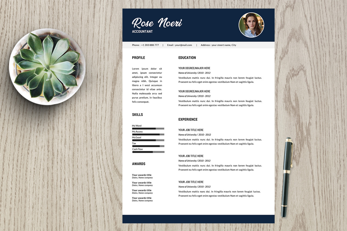 Resume Template 2 page pack | Rose, a Resume Template by Kayytechin Shop (Photo 6 of 6)