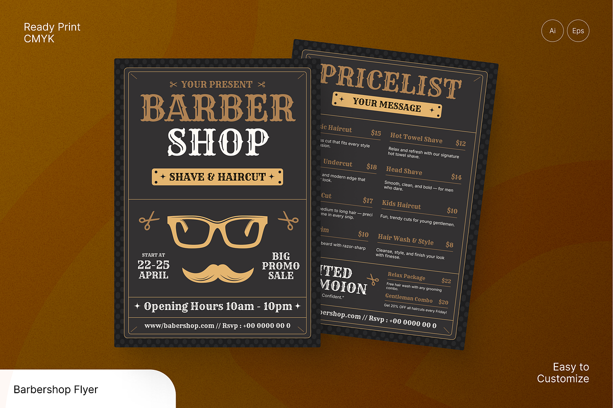 Barbershop Promotion Flyer, a Flyer Template by Annora Studio (Photo 1 of 6)