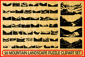Mountain Landscape Silhouette Puzzle, a Seasonal Illustration by Designer_Momina