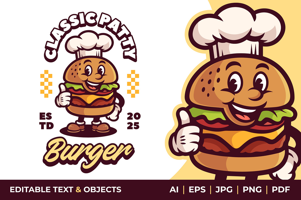 Burger Shop Retro Mascot Logo, a Branding & Logo Template by Akito Studio