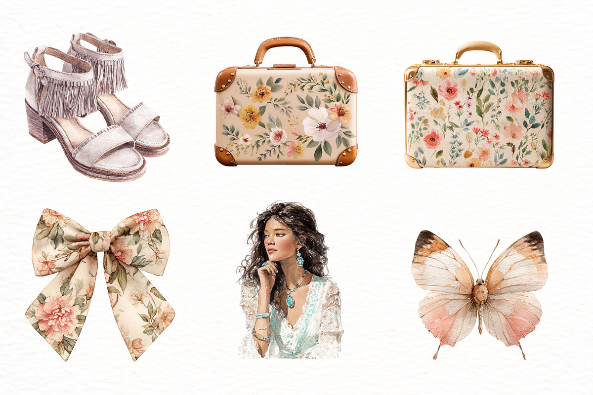 Watercolor Boho Summer Clipart, an Illustration by Designworld (Photo 5 of 5)