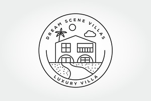 luxury villa line art icon logo, a Branding & Logo Template by PrastHF