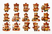 Cute Autumn Bear Clipart Bundle, a Seasonal Illustration by Nicolle's Colorful Art (Thumbnail 2 of 7)