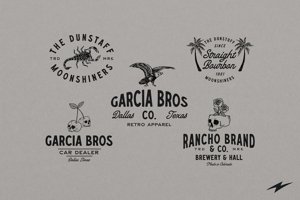 20 Retro Apparel Logos + Extra, an Education Illustration by Davide Bassu (Photo 11 of 16)