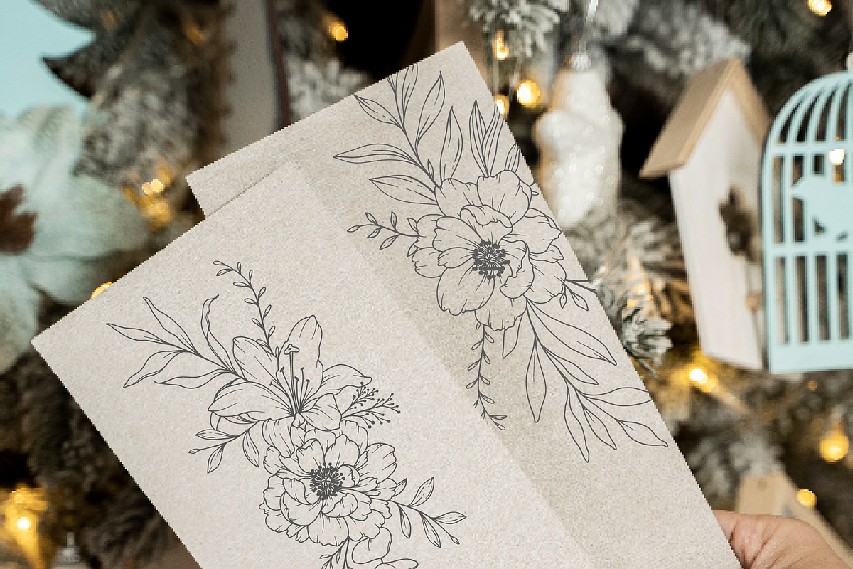 PEONY GARDEN LINE ART, an Object Graphic by CaraulanStore (Photo 7 of 8)