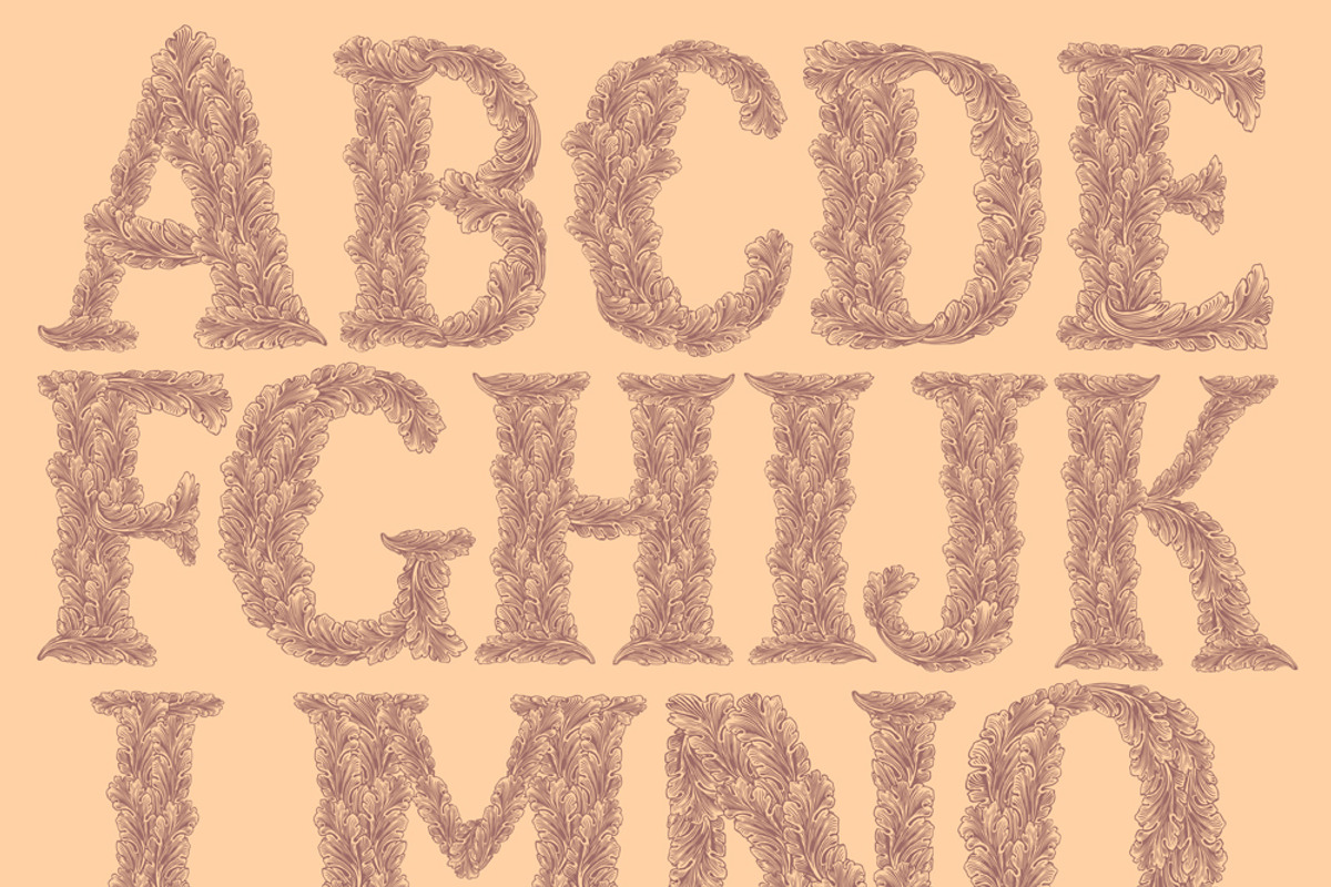 Leaves. Engraved font, an Object Graphic by Vector Engraving (Photo 4 of 4)