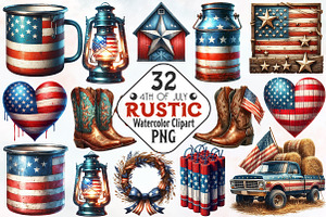 Rustic 4th of July Clipart, an Illustration by RobertsArt
