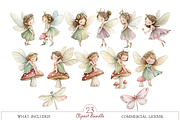 Watercolor Pink Fairy Clipart Bundle, an Illustration by MockupWizard (Thumbnail 2 of 6)
