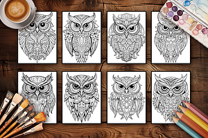 50 Owls: Anti-stress Coloring Pages