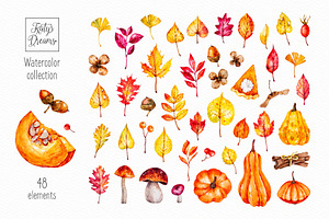 Bright Autumn. Watercolor Collection