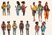 TEENAGE STUDENTS CLIPART PACK, a Person Illustration by Daring Digies (Thumbnail 4 of 7)