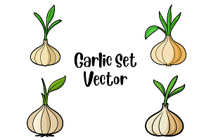 Garlic Set Vector, a Food Illustration by Awieee1
