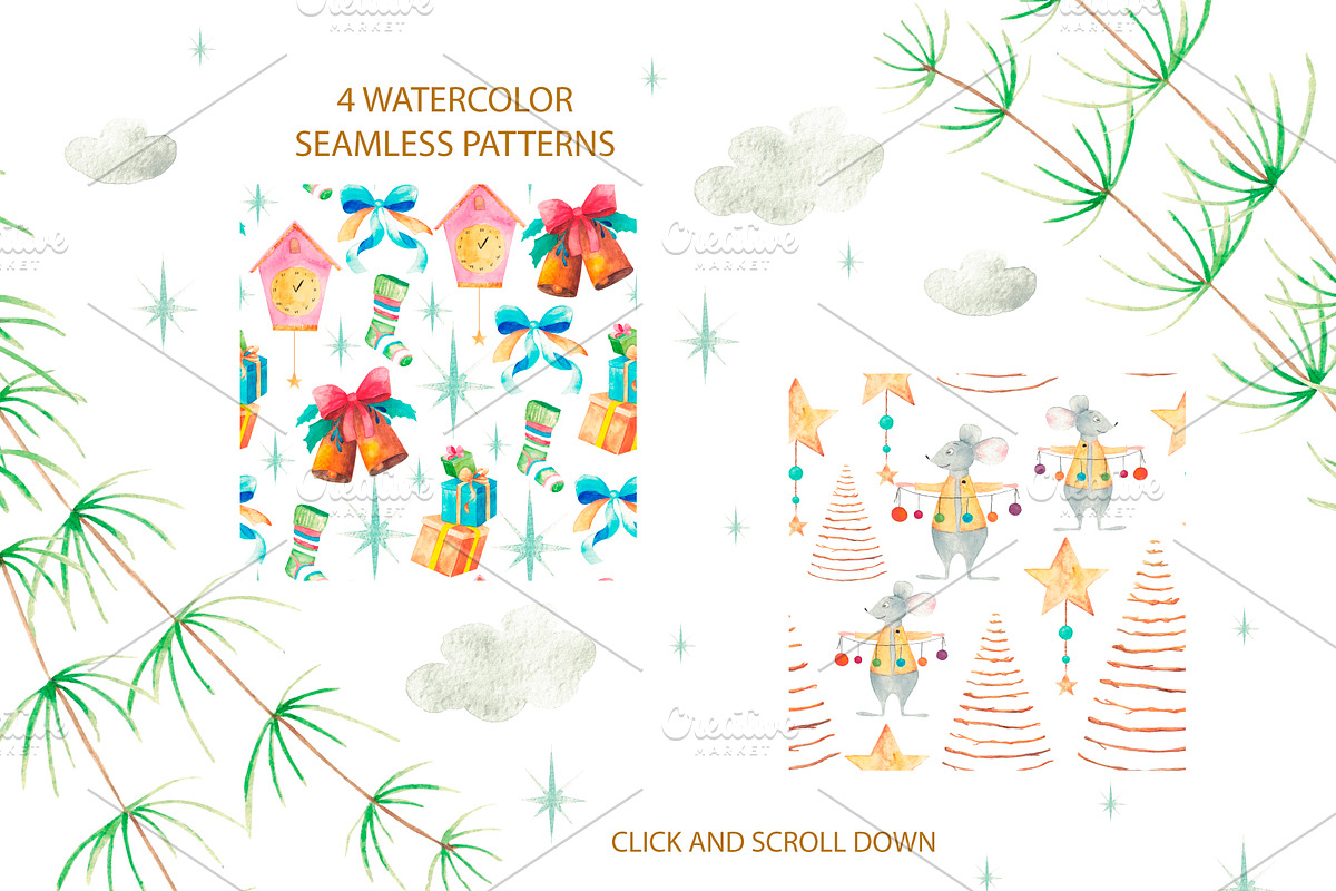 Christmas cheese. Watercolor set, an Animal Illustration by SaharaArt (Photo 4 of 5)