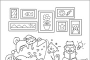 10 Cute cats coloring pages, an Illustration by Somjai King (Thumbnail 3 of 11)