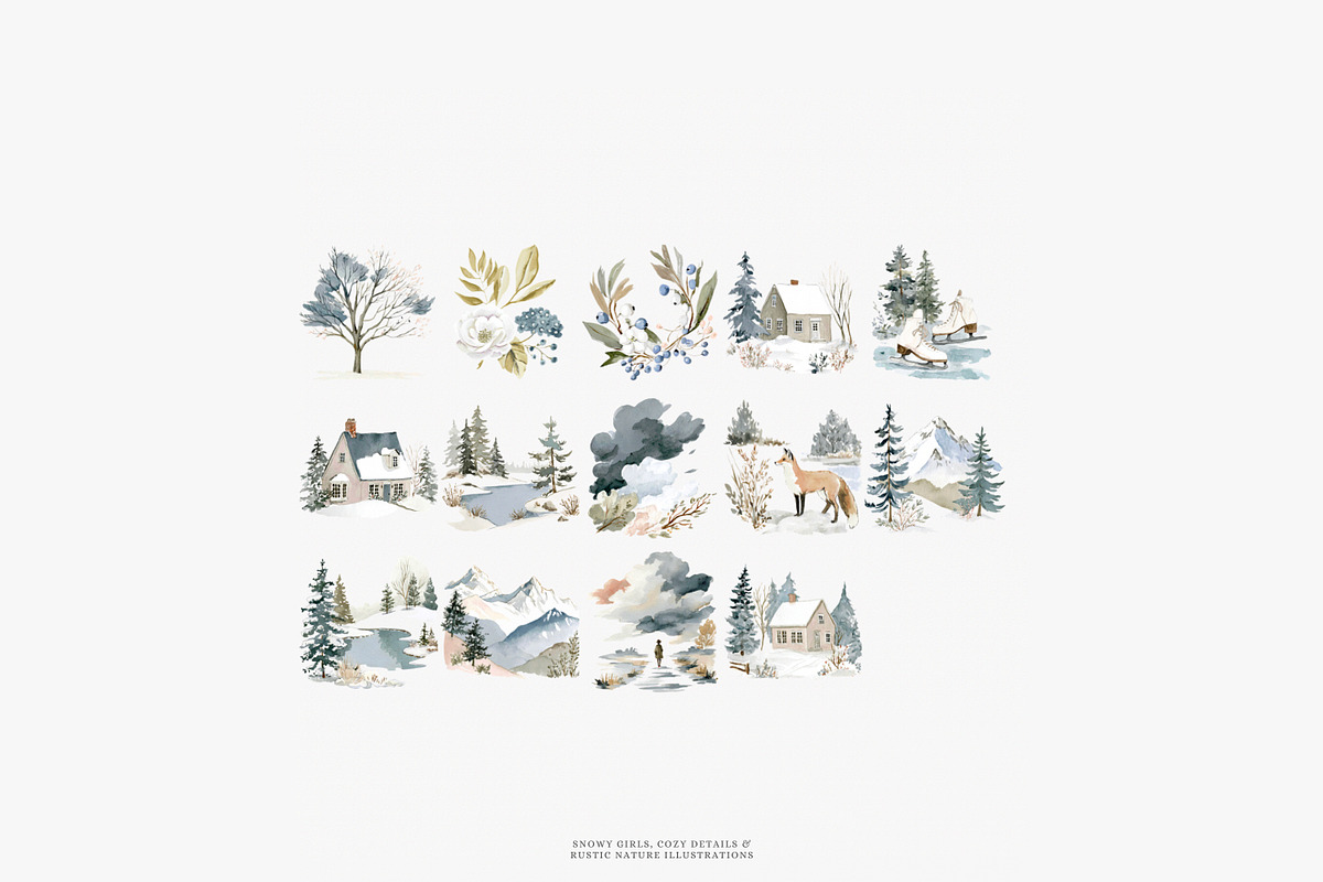 winter wonderland, watercolor winter, a Decorative Illustration by Patishop Art (Photo 8 of 8)
